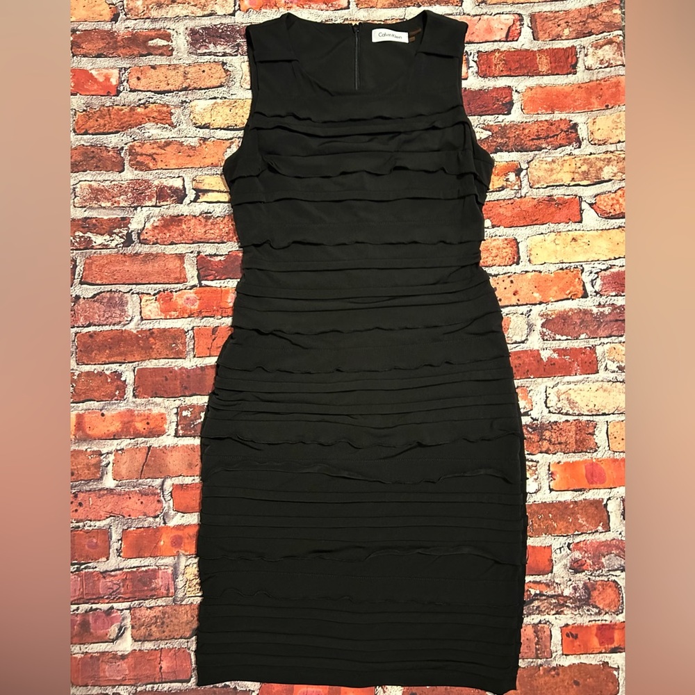 Calvin Klein Black Layered Midi Dress